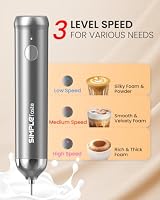 SIMPLETASTE Milk Frother Handheld Rechargeable Mixer Wand, 3 Speeds, Gray — image 3