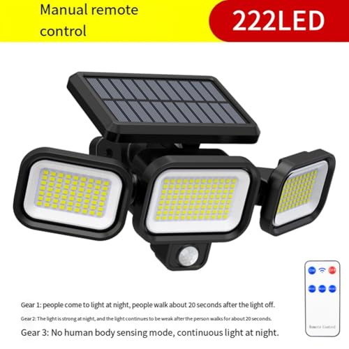 Éclairage de sécurité solaire 222LED étanche pour mur extérieur et terrasse - 7