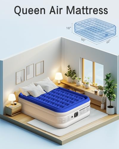 Xsleep Queen Air Mattress with Built in Pump 18"Raised Inflatable Mattress Queen Airbed Blow Up Mattress Luxurious Comfort for Home and Guests 80"*60"*18"Air Bed 3 Mins Fast Inflate/Deflate 660lbs Max - image 5