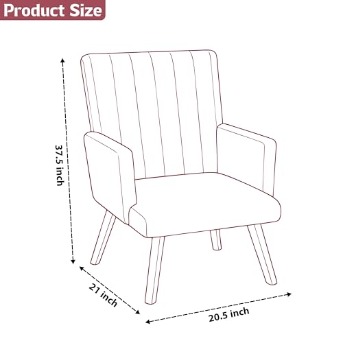 Image of Rosebell Modern Accent Chair for Living Room | Single Seater Chair with Armrests & Metal Legs | Comfortable Lounge Chair for Bedroom, Reading & Office | Red