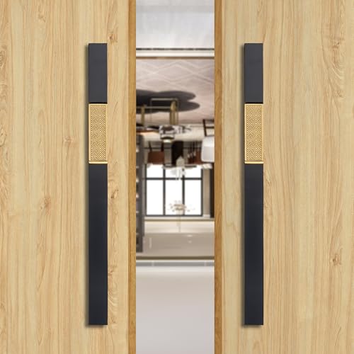 Image of Imperio 18 Inch Main Door Handle | Black and PVD Gold Finish | Stainless Steel Heavy Duty Entrance Handle for Home & Office Doors