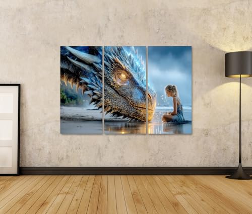 Tableau sur toile mère dragon islandburner triptyque fantastique - 2