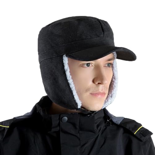 Boné de beisebol de lã quente Trapper com viseira russo esqui ciclismo trooper à prova de vento frio