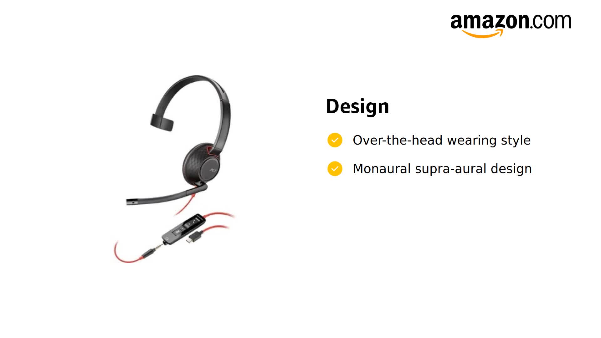 Amazon.com: Plantronics - 207577-03 Blackwire C5210 Headset - Mono