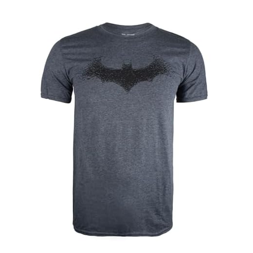 DC Comics Batman-Bat Logo T-Shirt, Grigio (Dark Heather Dkh), Medium Uomo