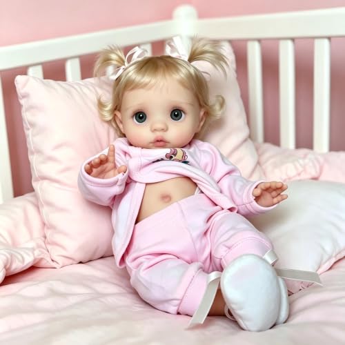 iCradle Reborn Baby Dolls Fairy Peeka Girl 16 Inch Soft Full Body Vinyl with Big Charming Eyes Realistic Toddler Doll Elf with Rooted Blonde Hair Real Life Newborn Baby Dolls Toy Gift