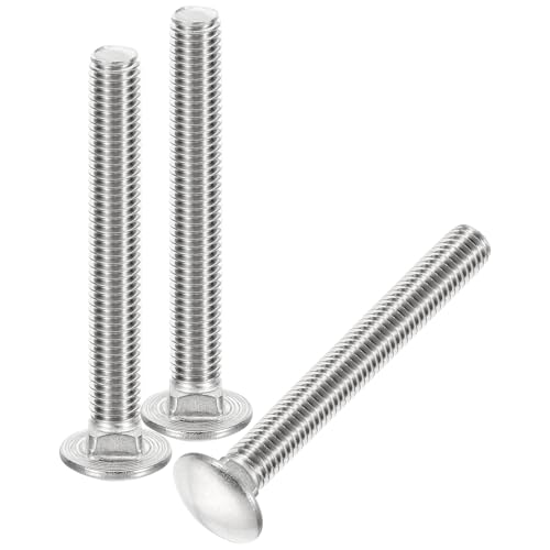 Image of uxcell 1 /2-13x4 Carriage Bolt, 4pcs Round Head Square Neck Screws, 304 Stainless Steel, Fully Threaded, Silver