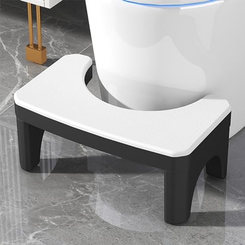 Aofure Squatting Toilet Stool for Adults, Non-Slip Poop Stool Potty Stool for Bathroom, Toilet Pooping Stool Squat Adult, Healthy Toilet Step Stool for Kids, White & Black