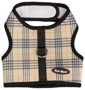 Bark Appeal Mesh Wrap N Go Harness (tan plaid, medium)