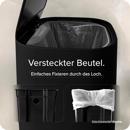 blackswedenhome. Mülleimer Bad - 5L Kosmetikeimer mit Softclose-Deckel und Inneneimer - Bad Mülleimer, Abfalleimer Bad, Toilette - Badezimmer Mülleimer - Elegantes Design Tretmülleimer Schwarz