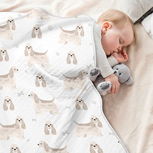 Image of Swaddle Blanket American Cocker Spaniel Cotton for Infants, Receiving Blanket, Lightweight Soft Swaddling for Crib, Stroller, Nursery, 30X40 in