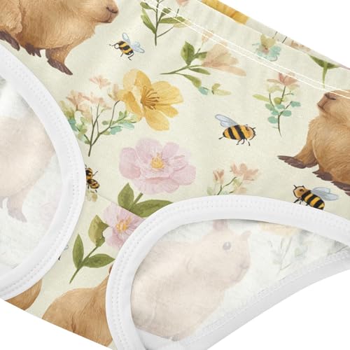 Wusikd Cute Capybaras Girls' Underwear Cotton Flowers Bees Girls Briefs Soft Toddler Underwear 2T4