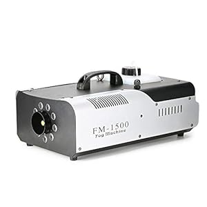 Futchoy Máquina de humo DMX de 1500 W, 2 L, 9 x 3 W, 3 en 1, RGB, LED, luz de escenario, humo y niebla con mando a distancia