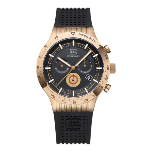 Glock Men's Quartz Watch | 43mm case | Wristwatch with Coyote Steel Case | Black Dial | Black Silicone Strap | 20ATM | GW-34-1-24