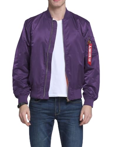 Kinkia Men's Aviator Bomber Jacket Casual Zip Up Flight Lightweight Windbreaker Jackets