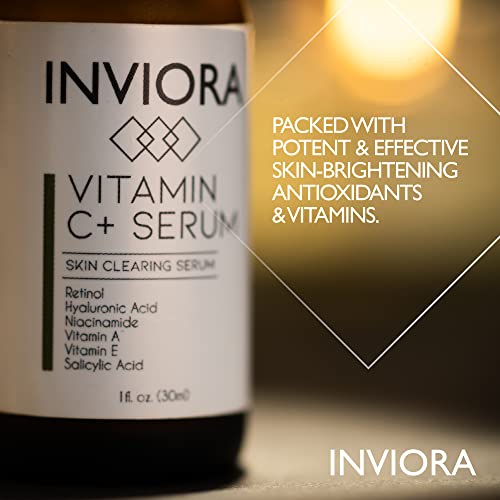 Inviora Advanced Vitamin C+ Serum - Correcting Vitamin C Serum For Face With Hyaluronic Acid, Vitamin B3, Vitamin E, And Vitamin A - Anti-Aging Facial Serum To Fade Dark Spots And Impurities- 1 Oz #TOP3