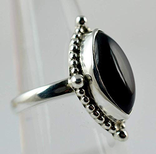 Navya Craft Black Onyx Marquise 925 Sterling Silver Handmade Statement Women Ring, Black Gemstone Ring, Boho Jewelry For Christmas Anniversary Birthday Valentine Day Gift Wife Her Mother Sister #TOP3