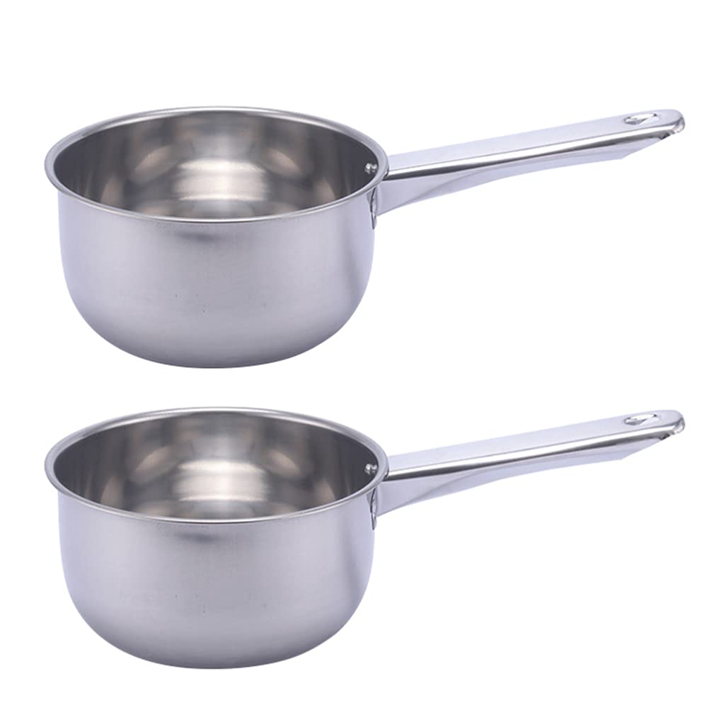 Yardwe 2pcs Stainless Steel Ladles Water Soup Ladles Scoops with Long Handle Baby Bath Rinse Cup Bathing Kitchen Ladles Bathroom Hair Washing Water Scoops Silver 16cm