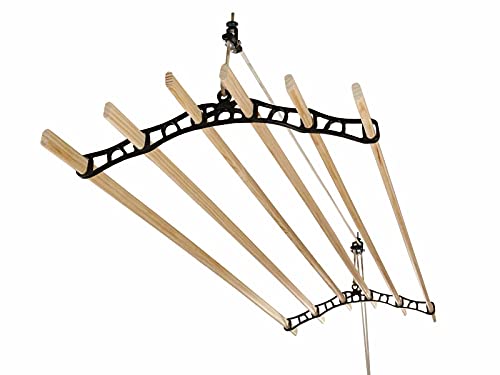 LOWENERGIE 6 Lath Pulley Clothes Airer Ceiling Maid Victorian Laundry Rack Dryer Maiden for Kitchen Utility or Garage (0.9 Meter, Black)