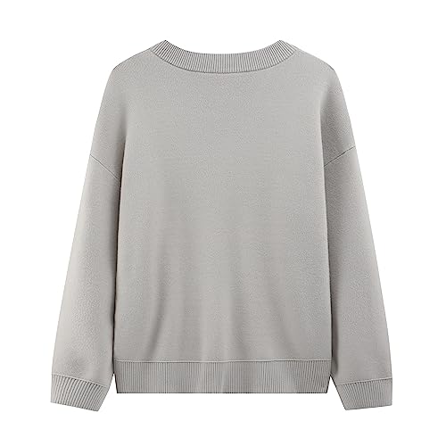 Image of Women's Tight Cuff Long Sleeve Crew Neck Solid Button Down Cable Ribbed Knit Classic Cardigan Sweater