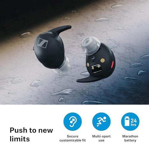 Image of Sennheiser Momentum Sport Earbuds with ANC, 24hr Battery, Black