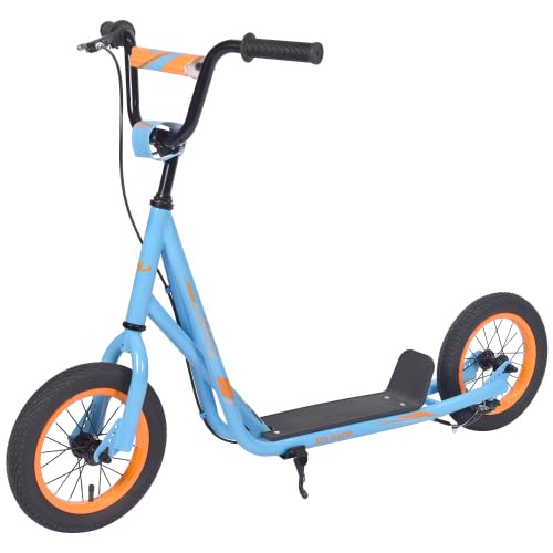 Youth Scooter Kick Scooter for Kids 6+ with Adjustable Handlebar, 12 Inch Inflatable Wheels,Widened Non-Slip Footboard (Blue)