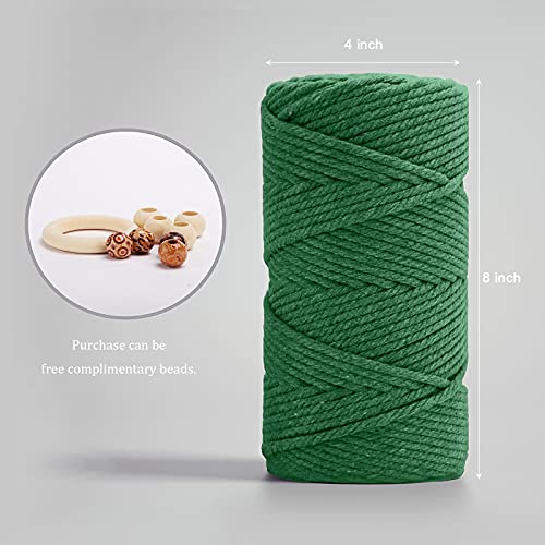 Image of Macrame Cotton Cord 5mm x 100 m, ZUEXT 100% Natural Handmade Colorful 4 Strands Twisted Braided Cotton Rope for Wall Hanging Plant Hangers Gift Wrapping Tapestry DIY Crafts(100m, Emerald Green) | 100% Natural Handmade, 4 Strands Twisted Cotton Rope, For Wall Hanging Plant Hangers Gift Wrapping Tapestry DIY Crafts, 100m