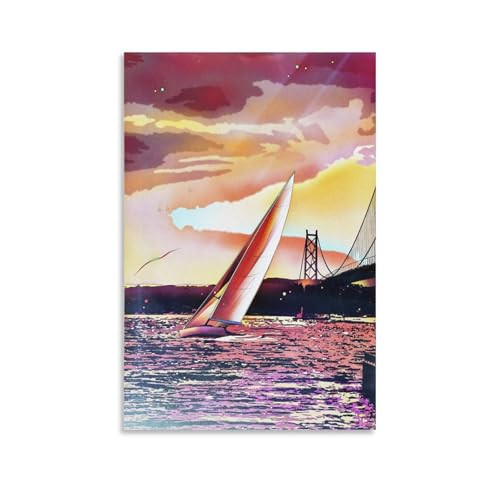 ��؉p�l �C���X�g �C�ӂ̔��D ���i �C�̌i�F �|�X�^�[ (9) �z�[������ �p�l�� �ǃA�[�g ����Ǌ|�� �G�� �ŉ� �|�p��i �C���e���A20x30inch(50x75cm)