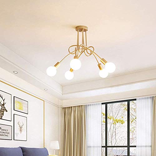 Home-Neat Lustre Pendente Sputnik Assimétrico Moderno 5 Lâmpadas E27 Luminaria de Teto (Ouro)