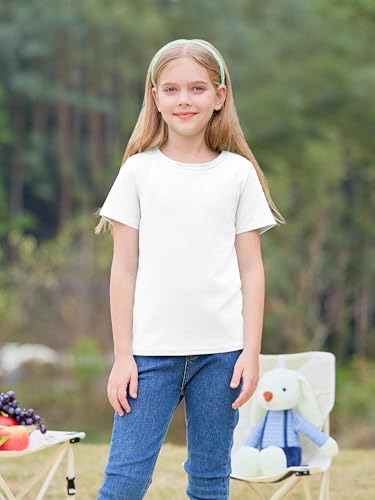 Image of Imily Bela Girls Summer Crewneck T Shirts 5-14 Years | Kids, Casual, Short Sleeve, Loose Basic Tee Tops, Versatile Everyday Wear, Sports, school, party & outdoor activities