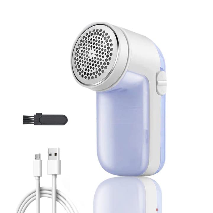 Necomi Lint Remover, Rechargeable Fabric Shaver ازالة الوبر Electric Sweater Defuzzer Lints Fuzzs Pilling Pills Trimmer for Clothes and Furniture Cleaning Brush & Fabric Protector（Blue）