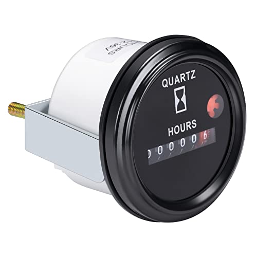 Kosiwun Mechanical Round Hour Meter Engine Gauge Dc Ac 6V To 80V Waterproof For Truck Tractor Excavator Boat Generator Aerial Lift Auto Atv Utv #TOP1