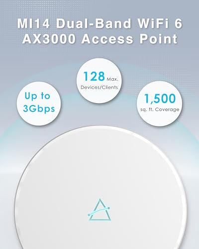 Image of BROWAN MI14 Wi-Fi 6 AX3000 Dual-Band Access Point | PoE+ Powered, 8 SSID, WPA3 Security, 1500 Sq.Ft Coverage | Indoor Ceiling /Wall Mount AP for SOHO, Retail, Cafe, and Office