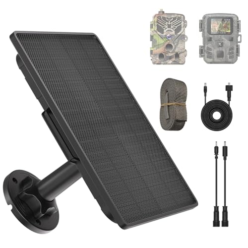 Augstci Trail Camera Solar Panel - 6000mAh Built-in Battery Waterproof Solar Charger Kit with Multiple DC Connectors Compatible with Tactacam Reveal Cameras