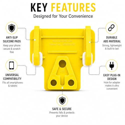 Image of Leo Universal Mobile Holder & Wall Socket Charging Stand | Anti-Slip ABS Mobile Stand for Smartphones & Tablets | Portable Multi Phone Holder for Home, Office & Travel