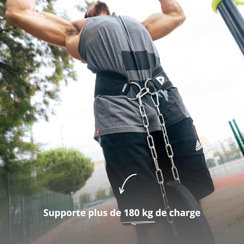 VIA FORTIS - Ceinture de Musculation Lestée avec Chaine - Pour Calisthenics, Street Workout, Bodybuilding, Dips, Tractions, Poids, Squats - Accessoire de Musculation Homme Femme - Capacité 180kg – Image 6