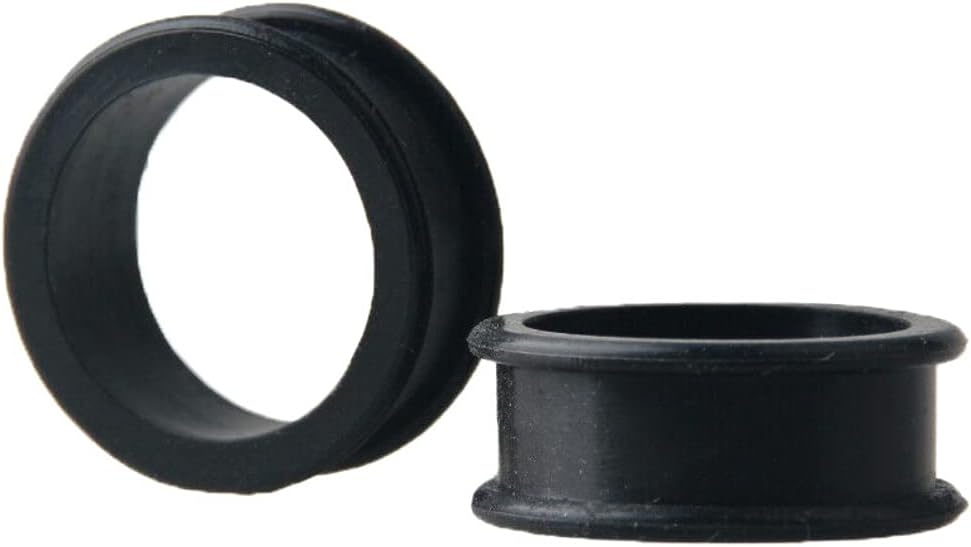 Pair 1-13/16" (46MM) BLACK SILICONE FLAT FLARE TUNNELS Double Flare Gauges Thin Soft Flexible Flesh Plugs (2pcs)