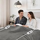 ONDAN Electric Heated Blanket 90'x100' King Size Microplush Cover Blanket, 4 Heat Settings & 10 Hours Auto Off, Cozy & Warm for All Night, Machine Washable, Light Grey