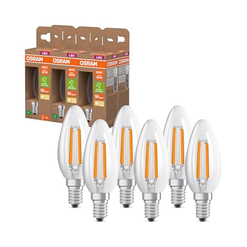 Energy Class nella classica forma mini candela 3.8 W 806 lm EEK A luce calda 2700 K CRI 80 realizzata in vetro senza trasparente attacco E14 IP20 35 mm DM 6 pacchi bianco piombo