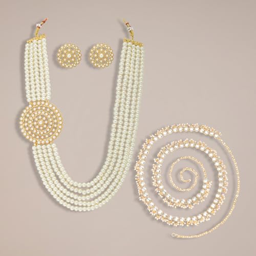 Image of Peora Kundan Faux Pearl Traditional Jewellery Set Gift for Women