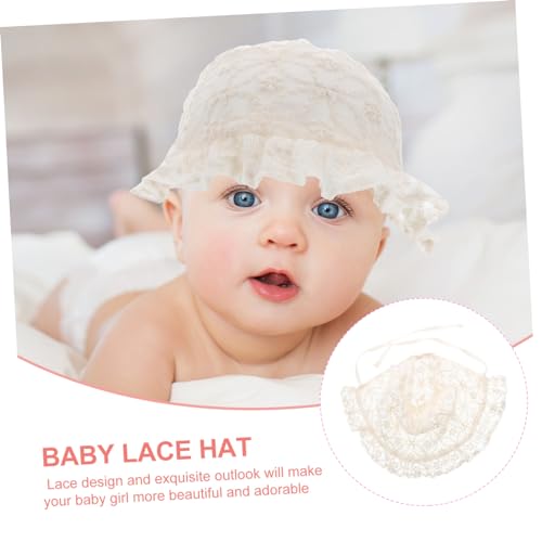 Girl Lace Bonnet Breathable Cotton Hat for Sun for Outings Parks and Daily Use Stylish Lace Design for Months Beige3