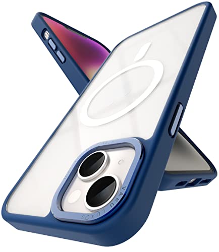 Image of Vaku Luxos Trans Armor MagPro for iPhone 14 Plus Cover Case, 6 Feet Drop, Metal Ring Camera Protection, Shockproof, Scratch Resistant, Slim, Compatible with MagSafe Back Cover - Dark Blue