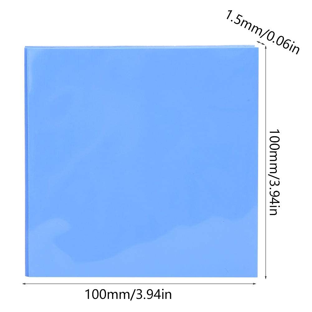 Walfront 5 pz Pad Termici in Silicone 100x100x1.5mm Alta Conducibilità Termica 6W/MK per CPU GPU Dissipazione Calore