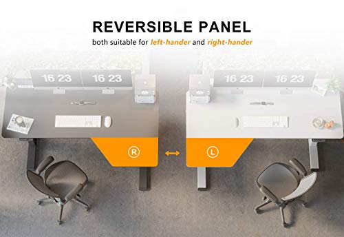 Fezibo Reversible L-Shaped Electric Standing Desk, 55 Inch Height Adjustable Stand Up Table, Sit Stand Desk With Splice Board, Black Frame/Black Top #TOP3