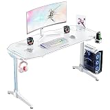 U-POWER ゲーミングデスク [日本メーカー監修] LED 幅140cm×奥行65cm パソコンデスク PCデスク ホワイト