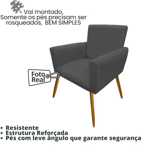 Kit 2 Poltronas Cadeira Decorativa para Sala de estar Cadeiras para Recepção Manicure Escritório Sal