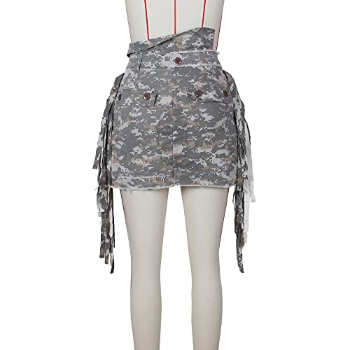Tivuzvo Camo Skirts For Women High Waisted Short Mini Skirt With Pocket Camouflage Skirt With High Split Army Fatigue Skirts Cargo Skirts #TOP3
