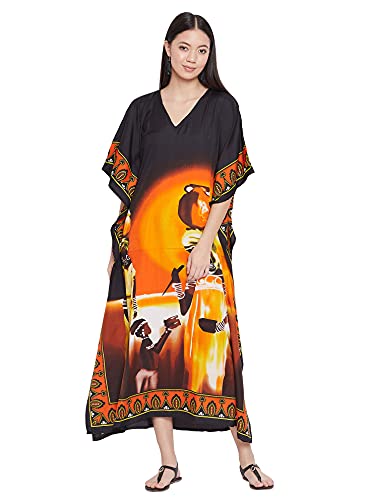 Image of Oussum Plus Size Kaftan Dresses for Women, Polyester Summer Caftan Cover Up Maxi Beach Dress, 1X-3X