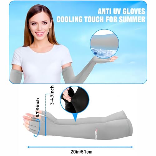 Image of ZEFER Full Hand Gloves For Sun Protection Ice Cooling Fabric Arm Sleeves For Men & Women UV Protection Sun Gloves For Men Quick Dry Anti Slip Grip Hand Cover For Riding, Driving, Cricket, Cycling