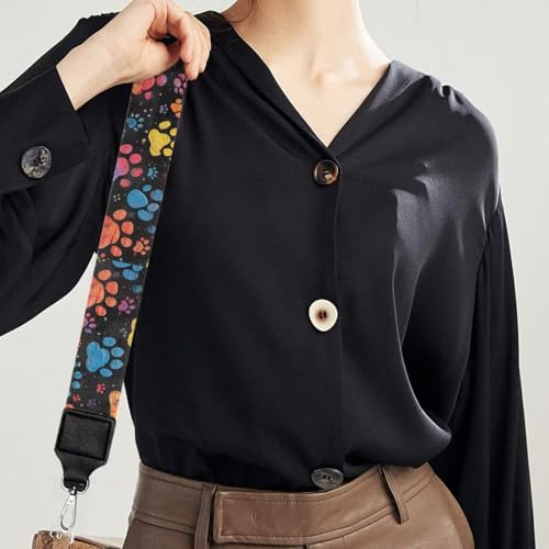 Image of GLENLCWE Colorful Paw Purse Strap Wide Replacement Crossbody Bag Straps Dog Paw Print Canvas Handbag Shoulder Strap, Adjustable Tote Belt